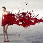 Девушка в кровавом платье абстракция